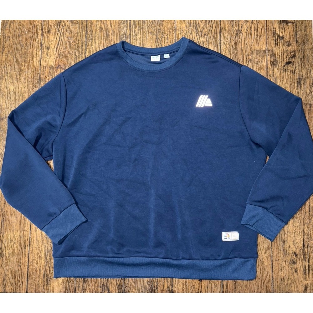 ALDI Employee Gear Sweatshirt Mens 2XL Blue Crewneck Pullover Casual Thick Heavy